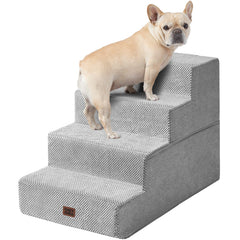 EHEYCIGA dog stairs aligned at the bed edge for easy climbs.