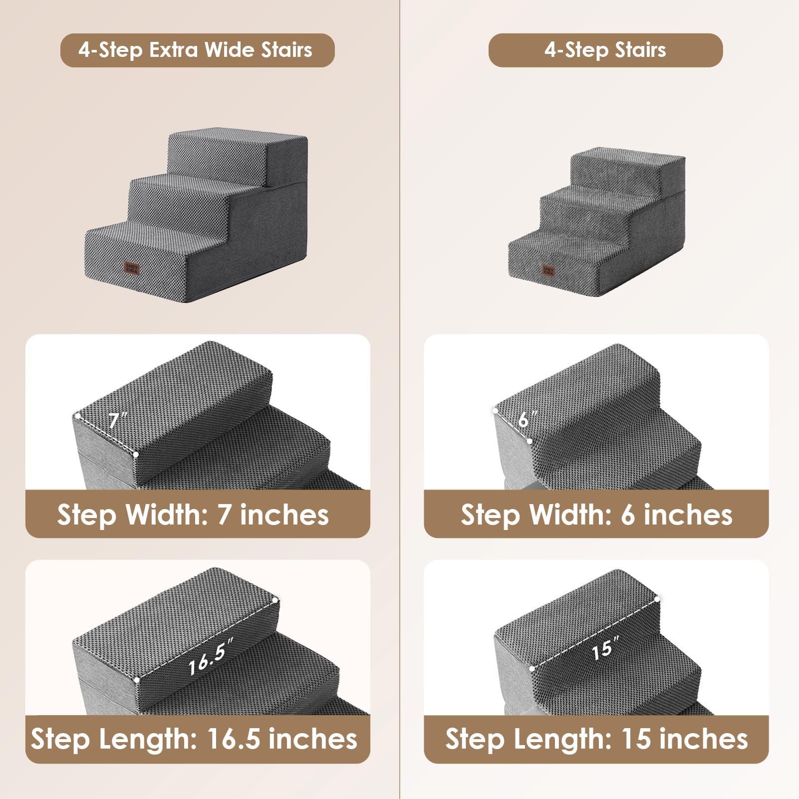 EHEYCIGA dog stairs 3-step next to sofa enabling safe climbs.