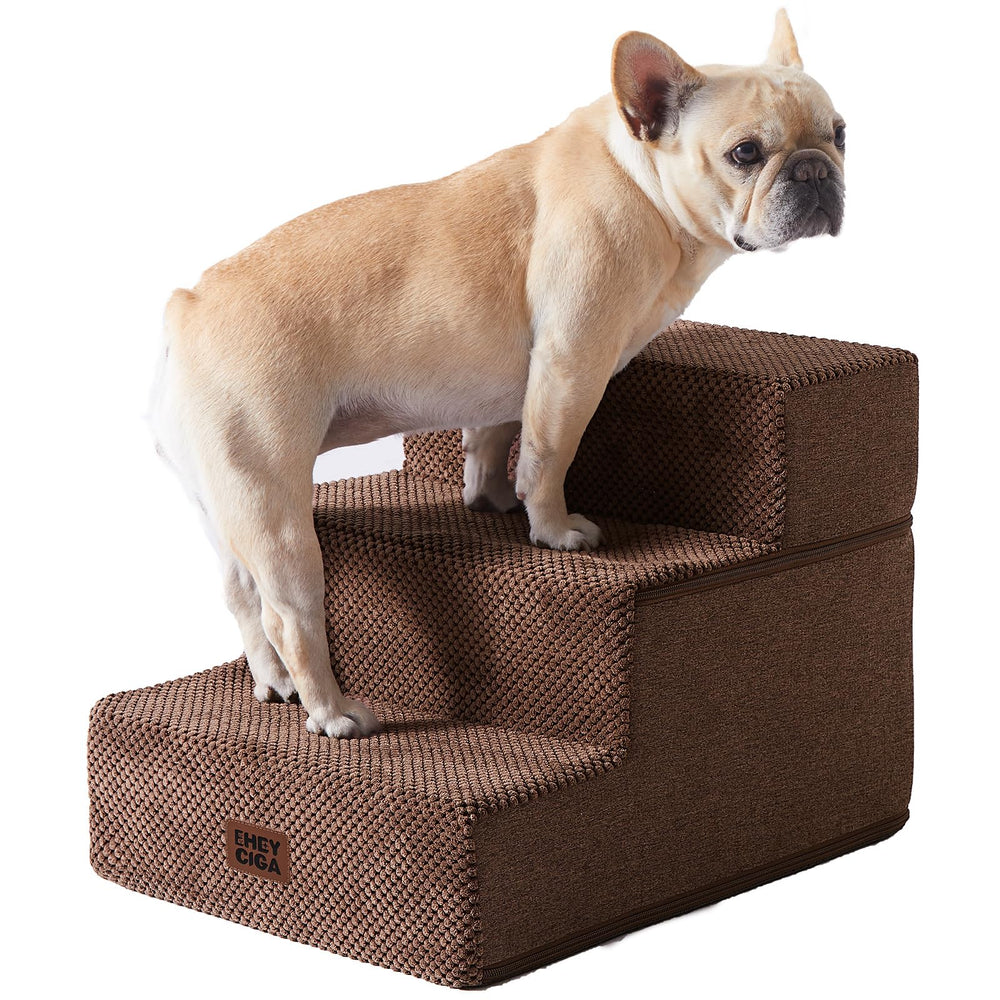 EHEYCIGA dog stairs 3-step setup beside sofa for easy access.