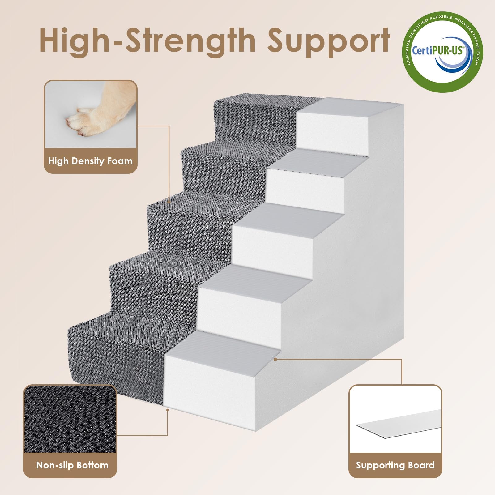 EHEYCIGA dog stairs 3-step low-height ideal for couches.