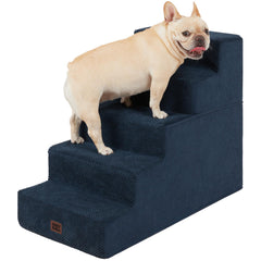 EHEYCIGA 5-step dog stairs beside a bed for easy pet access.