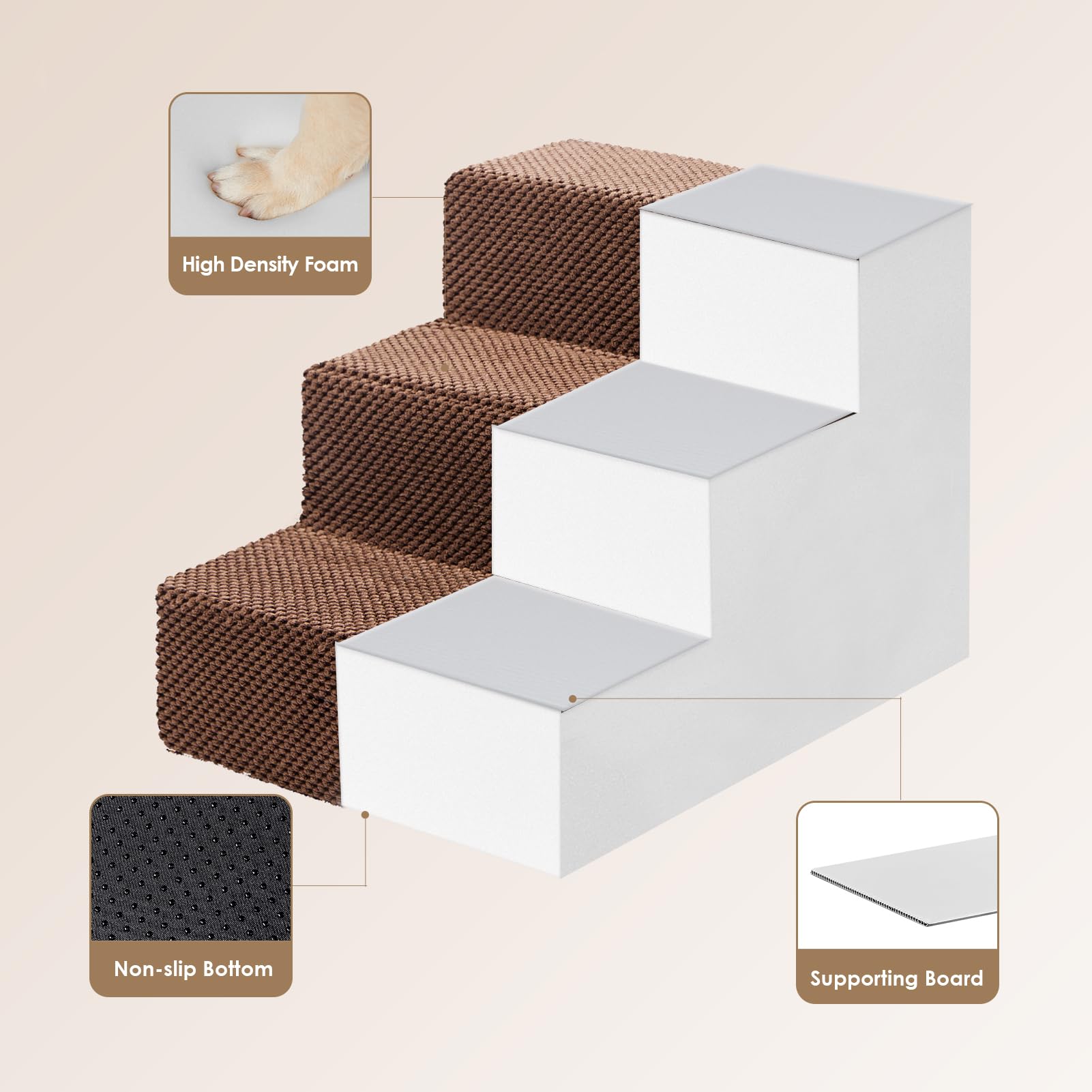 EHEYCIGA dog stairs 5-step height suitable for higher beds or couches.
