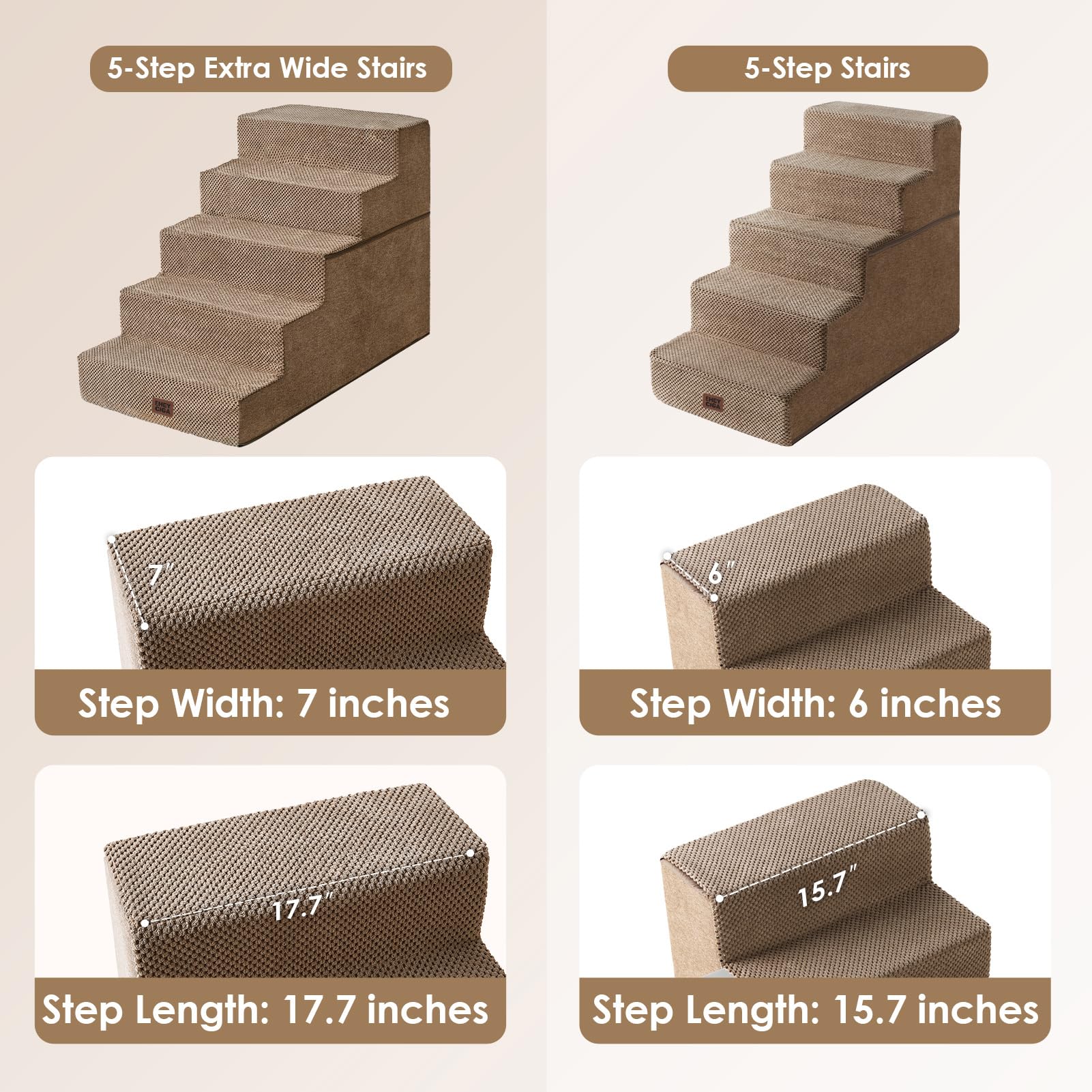 EHEYCIGA 5-step on bed demonstrates easy access for pets at night.