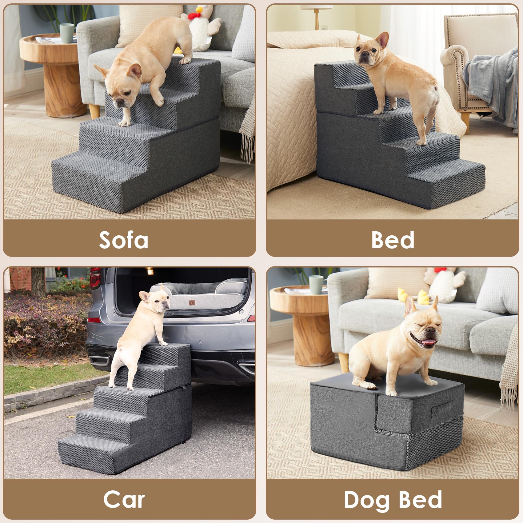 Non-slip base on EHEYCIGA dog stairs for safe indoor use