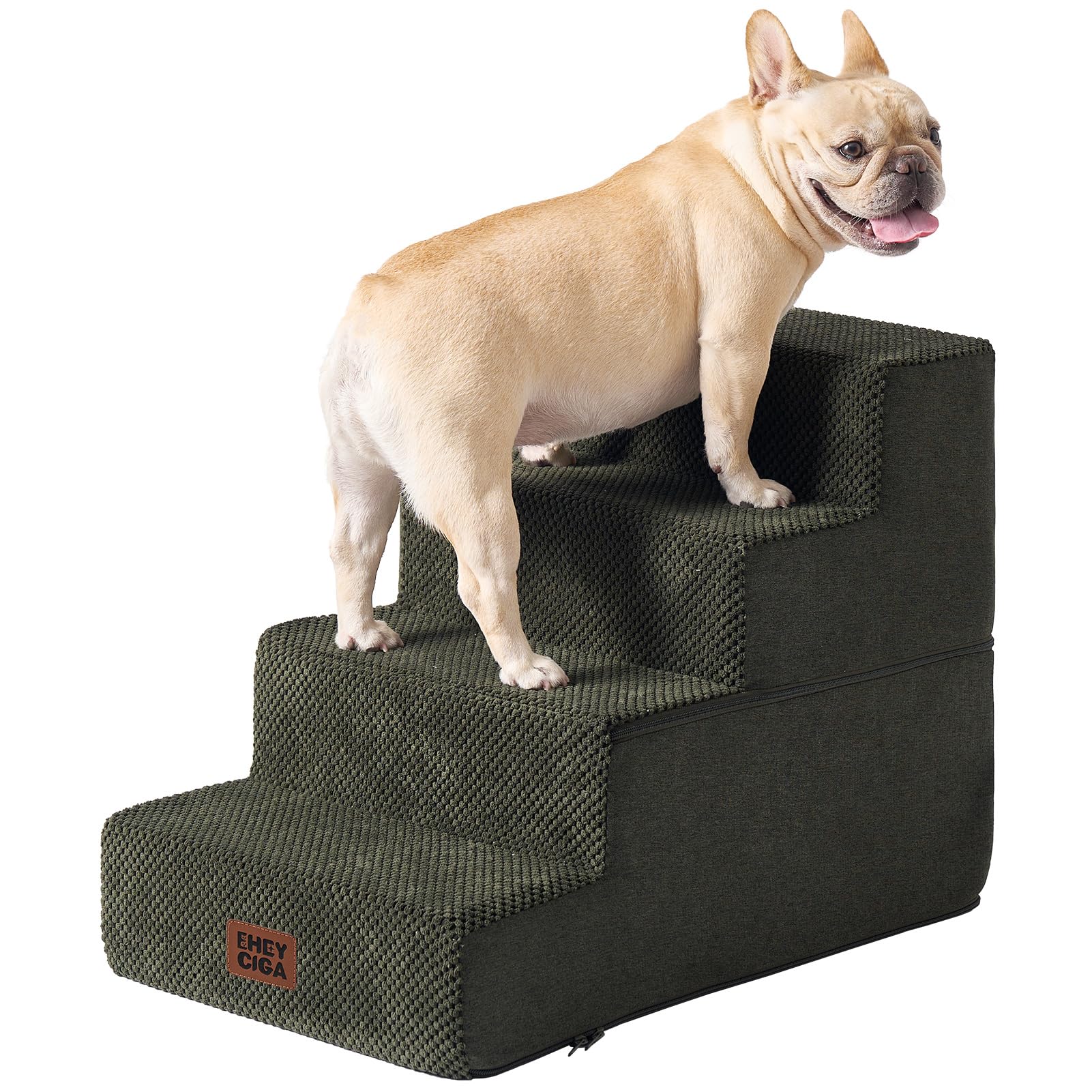 EHEYCIGA dog stairs at the bed edge offer easy access for small pets.