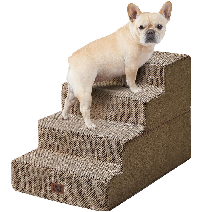 EHEYCIGA dog stairs at bed edge with a sturdy 4-step design for easy access.
