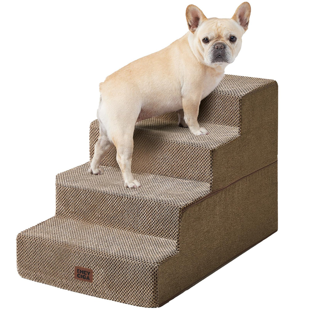 EHEYCIGA dog stairs at bed edge with a sturdy 4-step design for easy access.