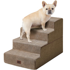 EHEYCIGA dog stairs at bed edge with a sturdy 4-step design for easy access.