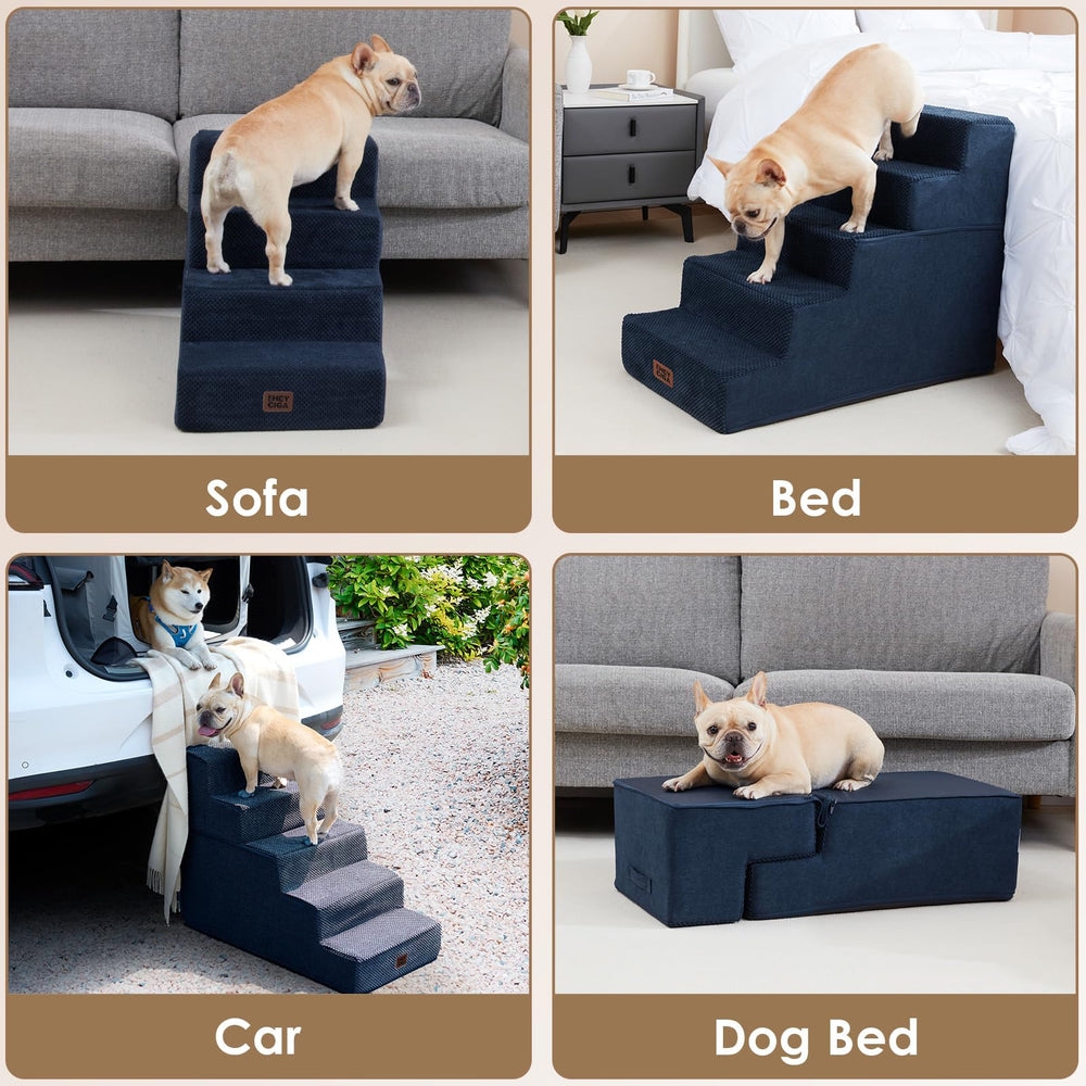 EHEYCIGA dog stairs aligned with bed or sofa edge for simple access