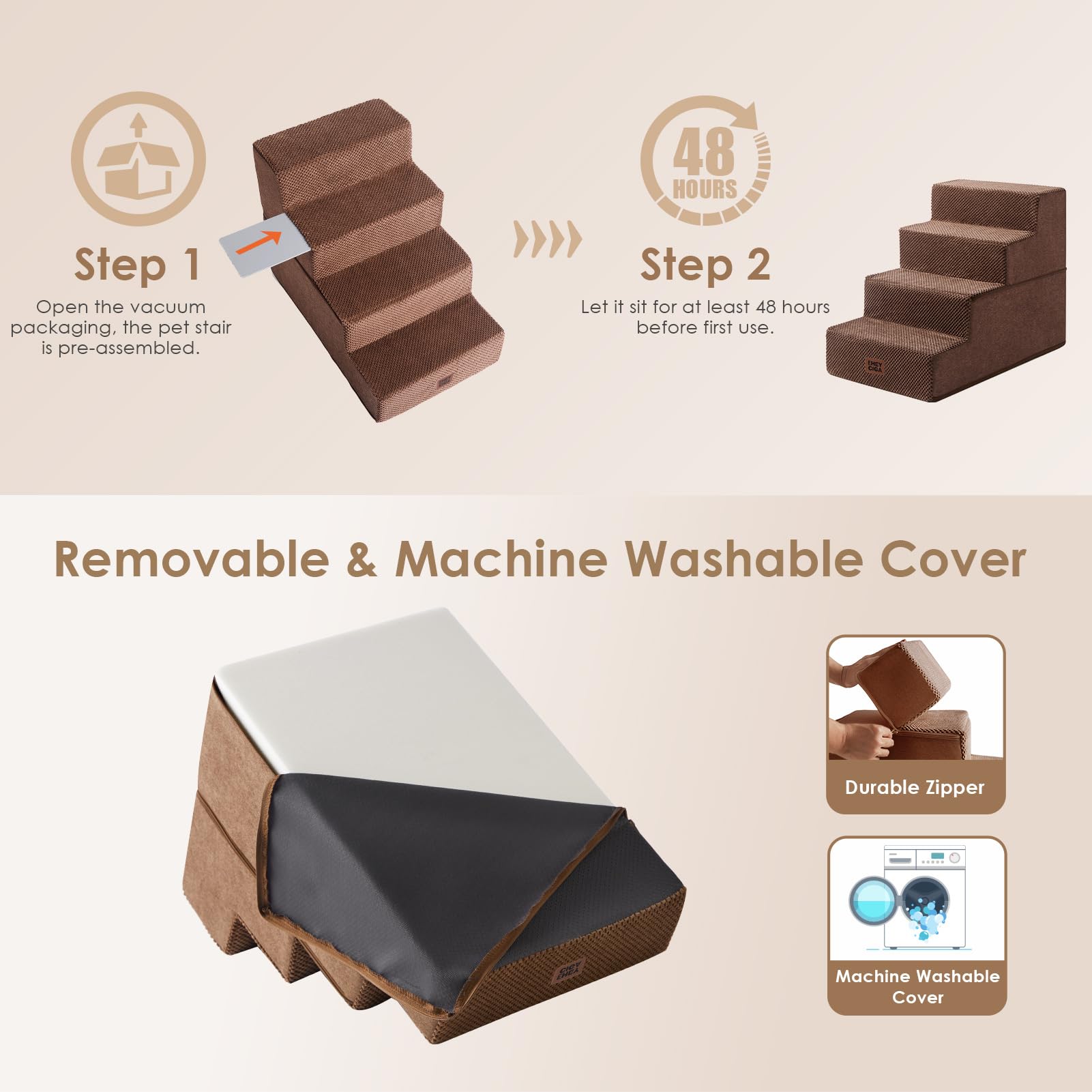 Foam expansion guidance after unboxing for optimal loft and support.