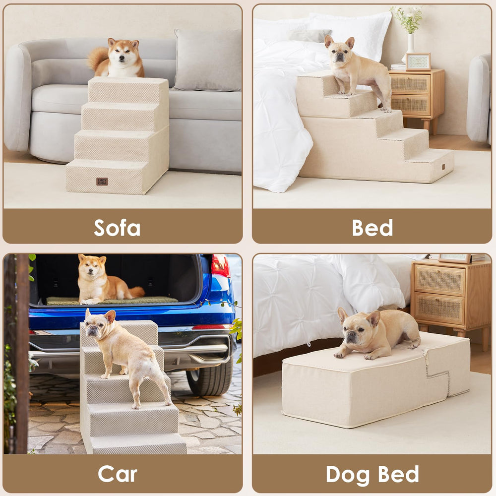 Compact fold design of EHEYCIGA dog stairs for storage.