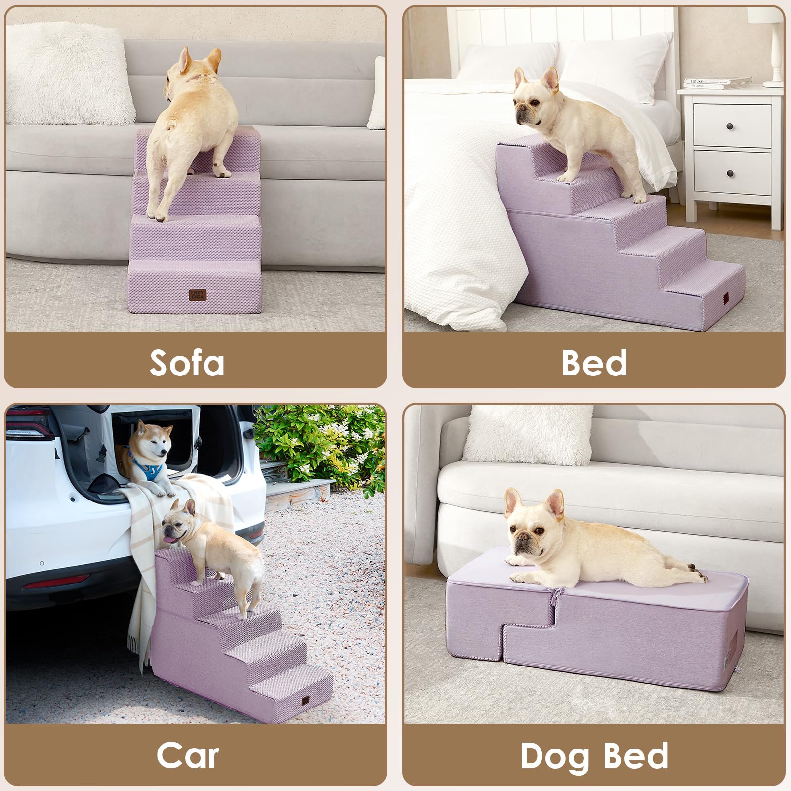 EHEYCIGA 3-5 step options fit various bed heights.
