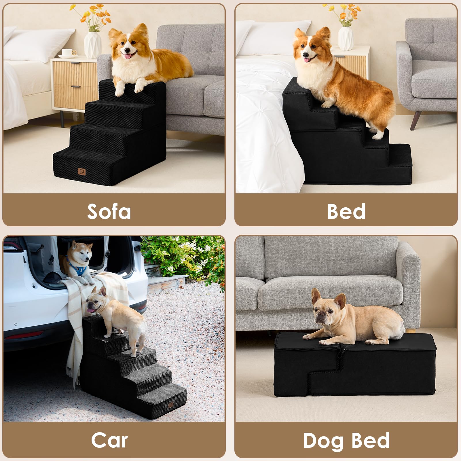 EHEYCIGA dog stairs with easy-clean cover for quick maintenance