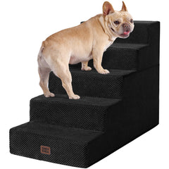 EHEYCIGA dog stairs at bed edge with 5 steps, easing pets onto the bed.