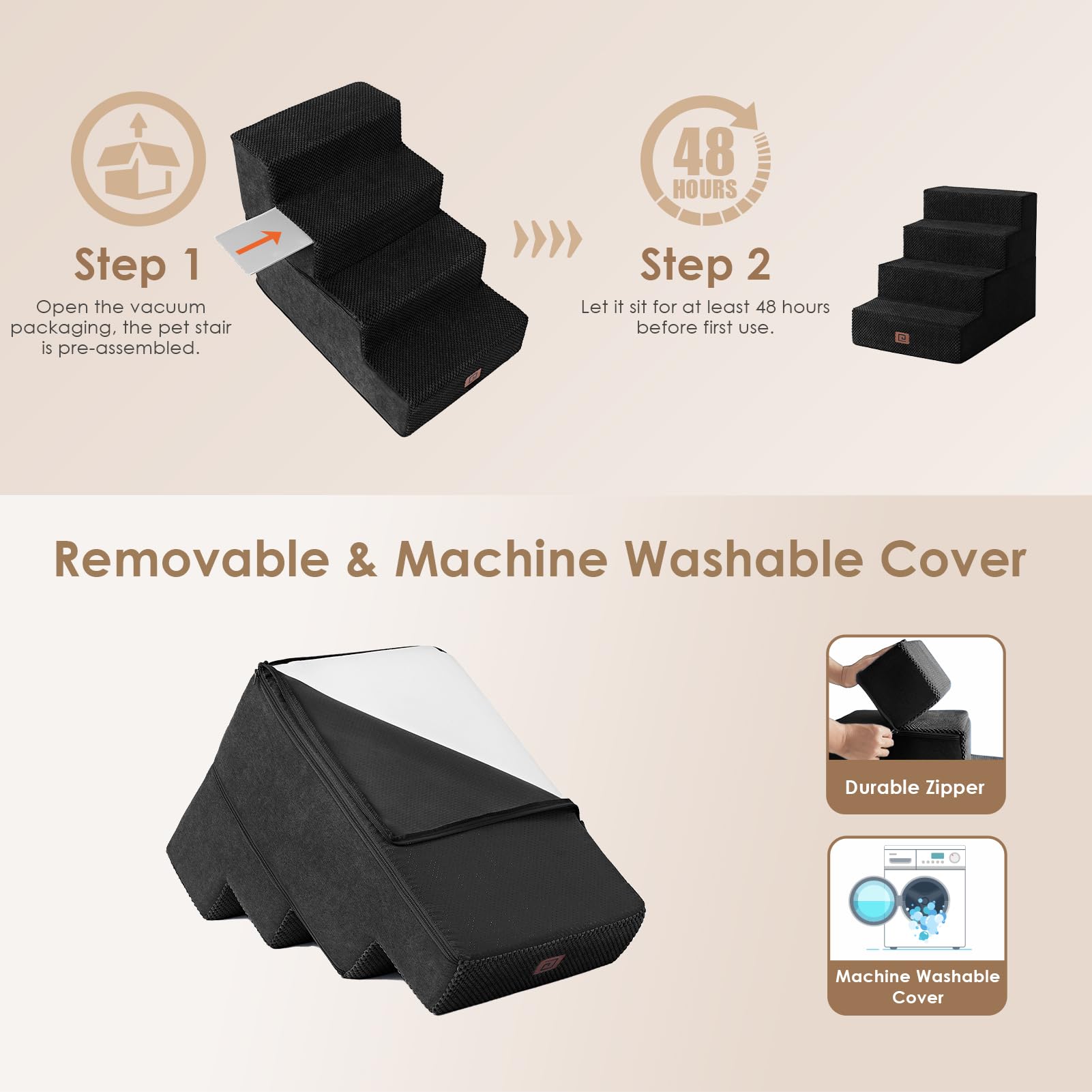 30D high-density foam core of EHEYCIGA dog stairs for durable support