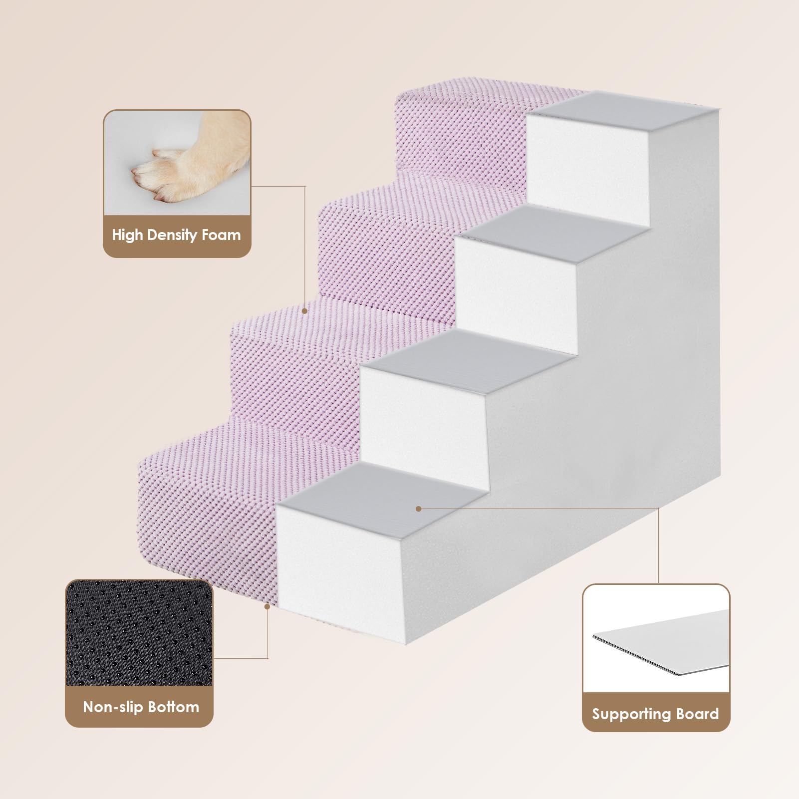 EHEYCIGA foldable dog stairs double as a cozy bed.