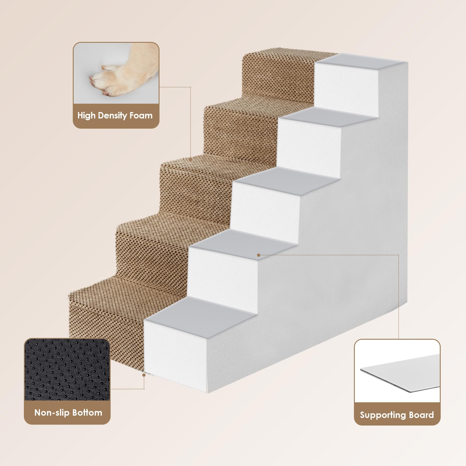 EHEYCIGA foldable stairs convert to a small dog bed for naps.