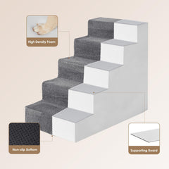 Folded dog stairs doubling as a cozy resting spot