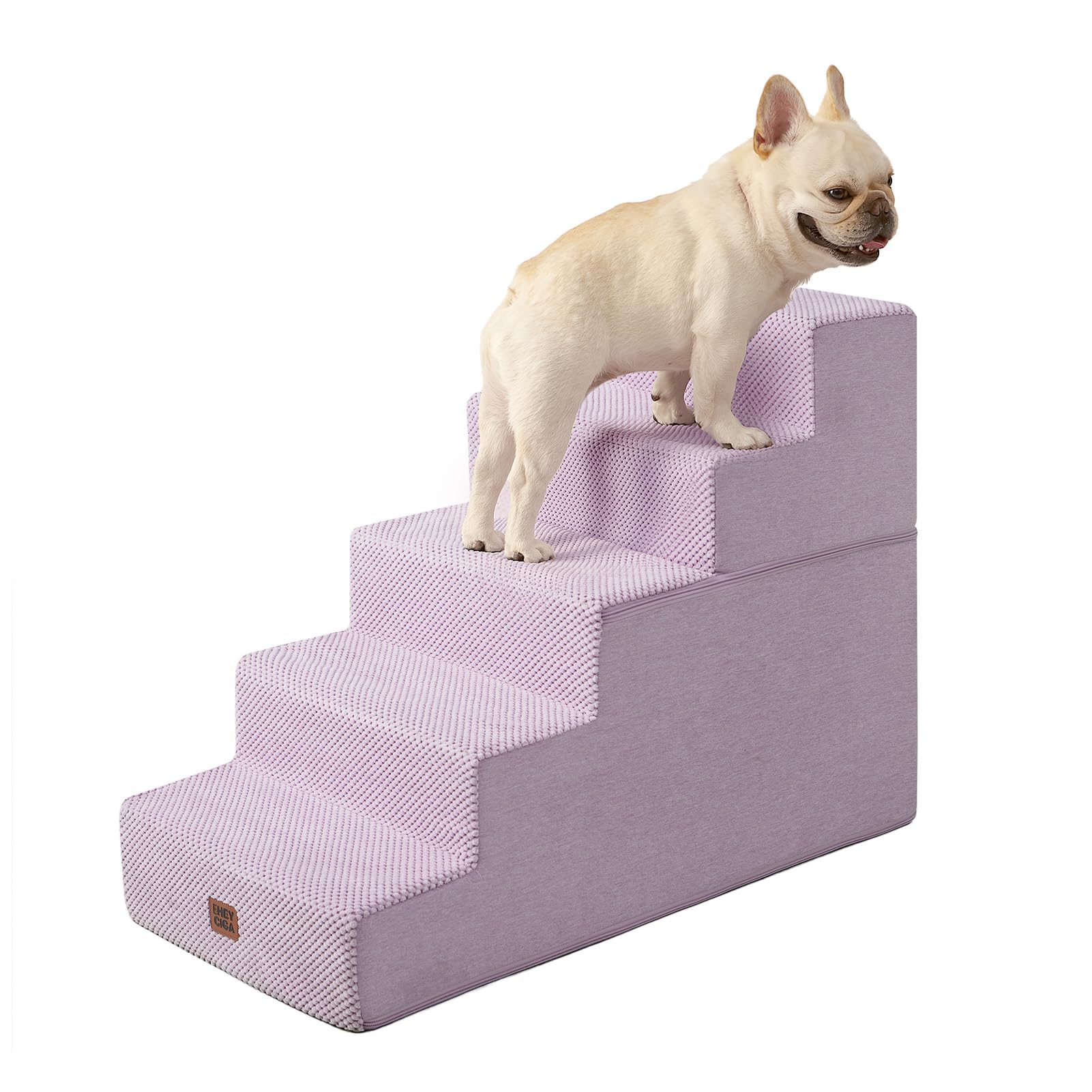 EHEYCIGA 5-step dog stairs beside a high bed for safe climb