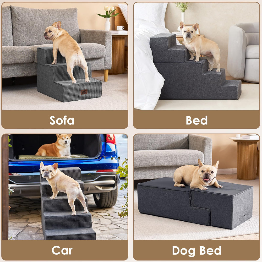 EHEYCIGA dog stairs non-slip base ensures stable footing.