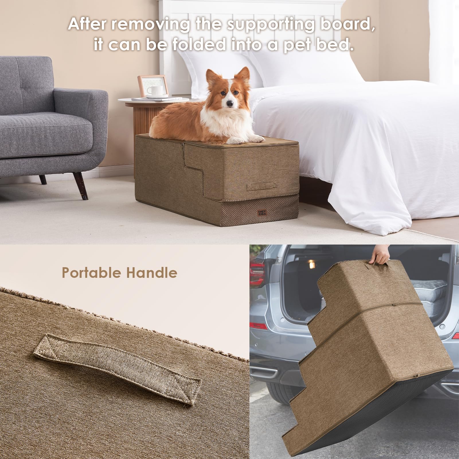 EHEYCIGA non-slip base keeps stairs steady on wood or carpet.