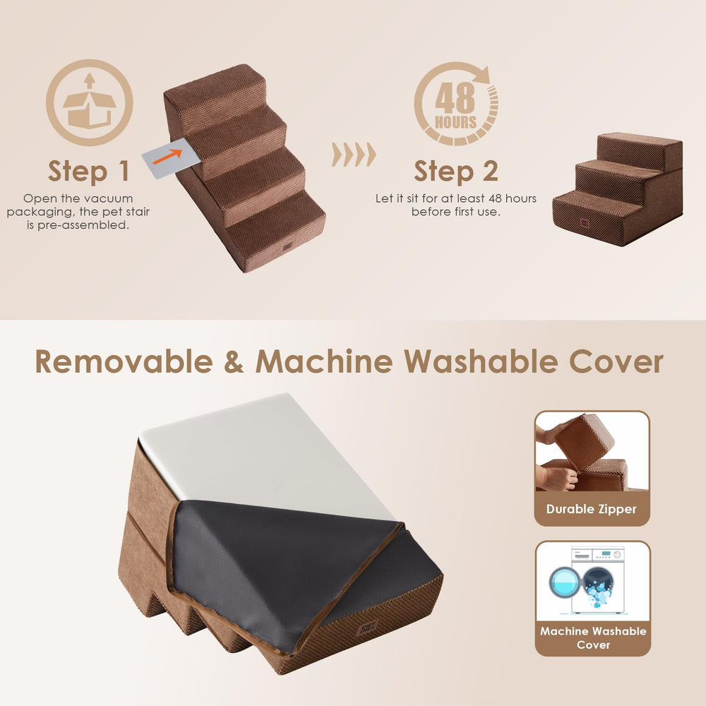 EHEYCIGA dog stairs non-slip top surface keeps pets steady during ascent.