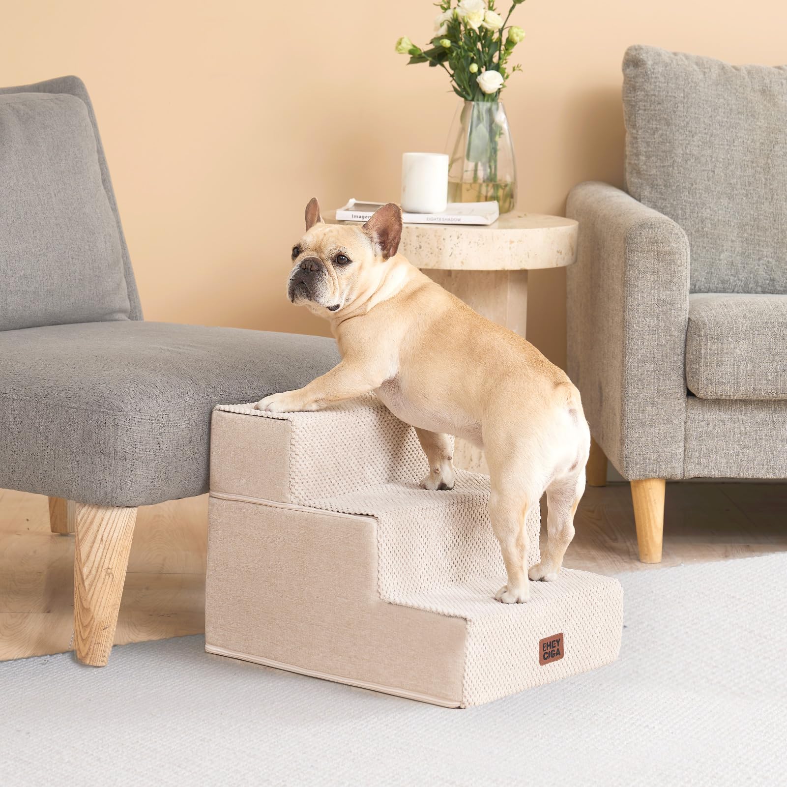 EHEYCIGA dog stairs removable cover is easy to wash