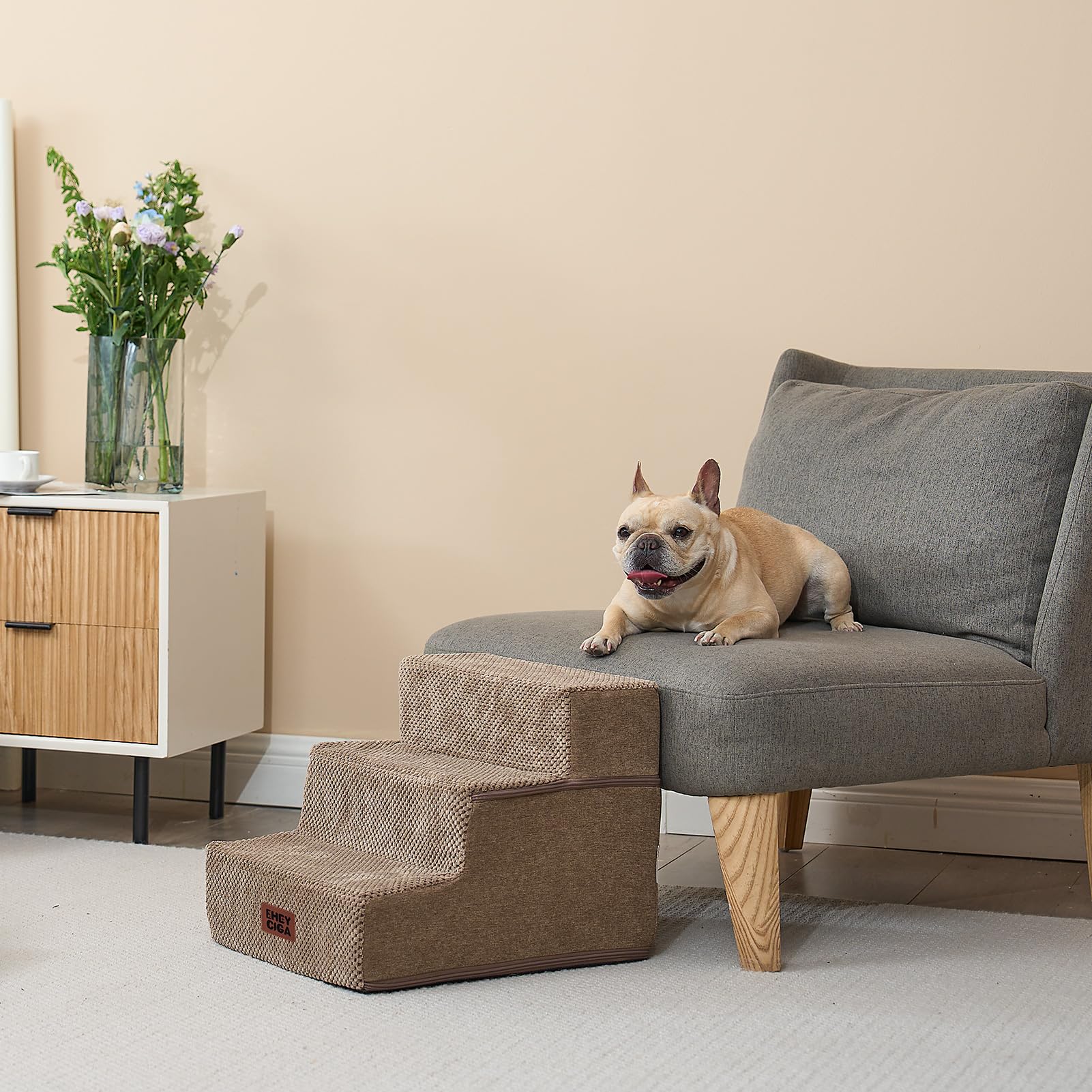 EHEYCIGA dog stairs with removable cover for quick cleaning
