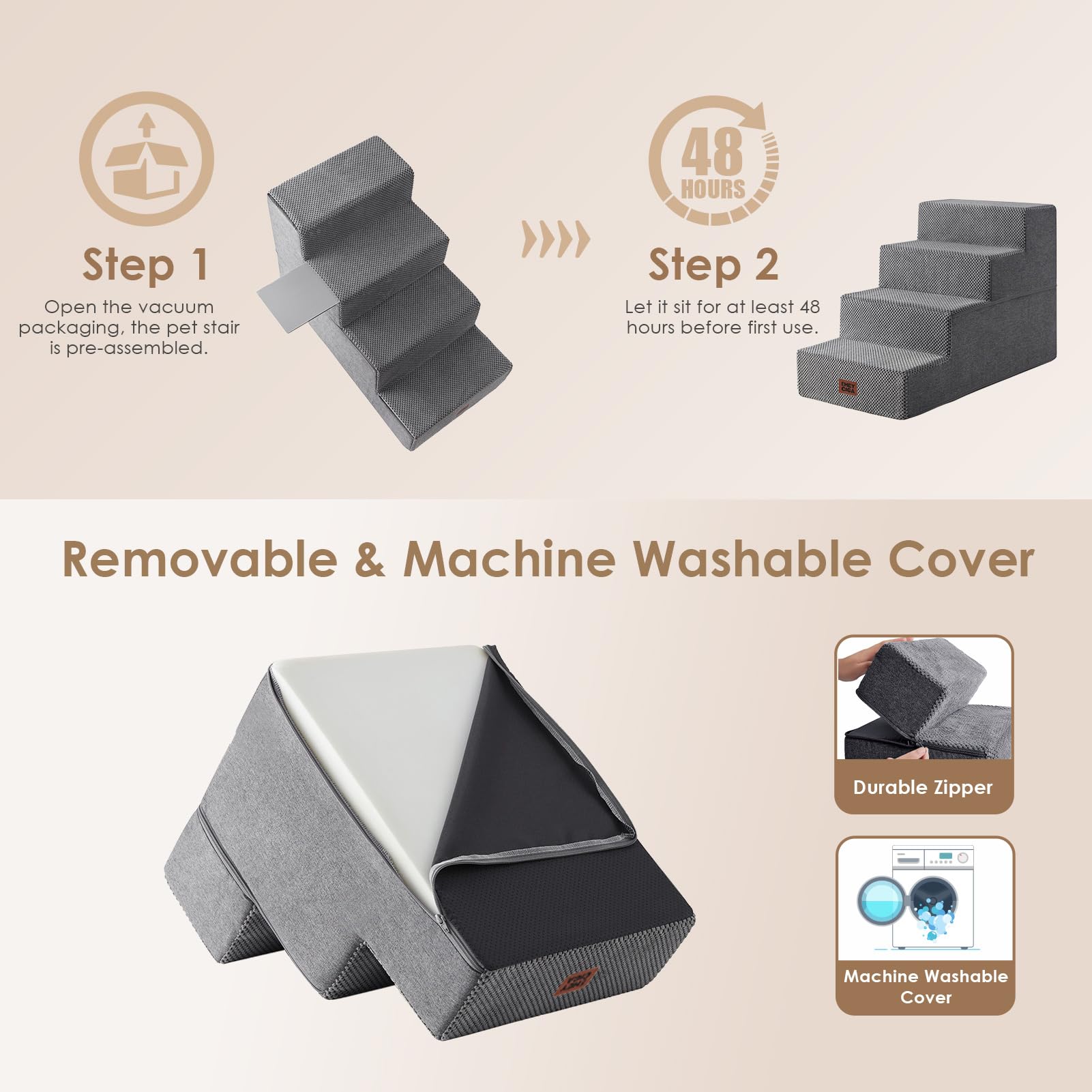 EHEYCIGA small dogs-friendly steps help pets reach sofa comfortably.