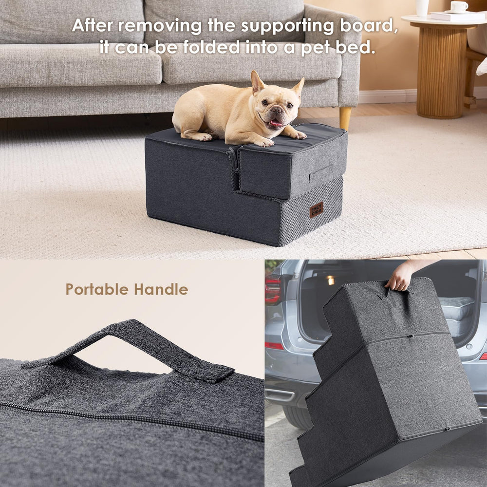 EHEYCIGA dog stairs removable cover close-up highlights easy cleaning.