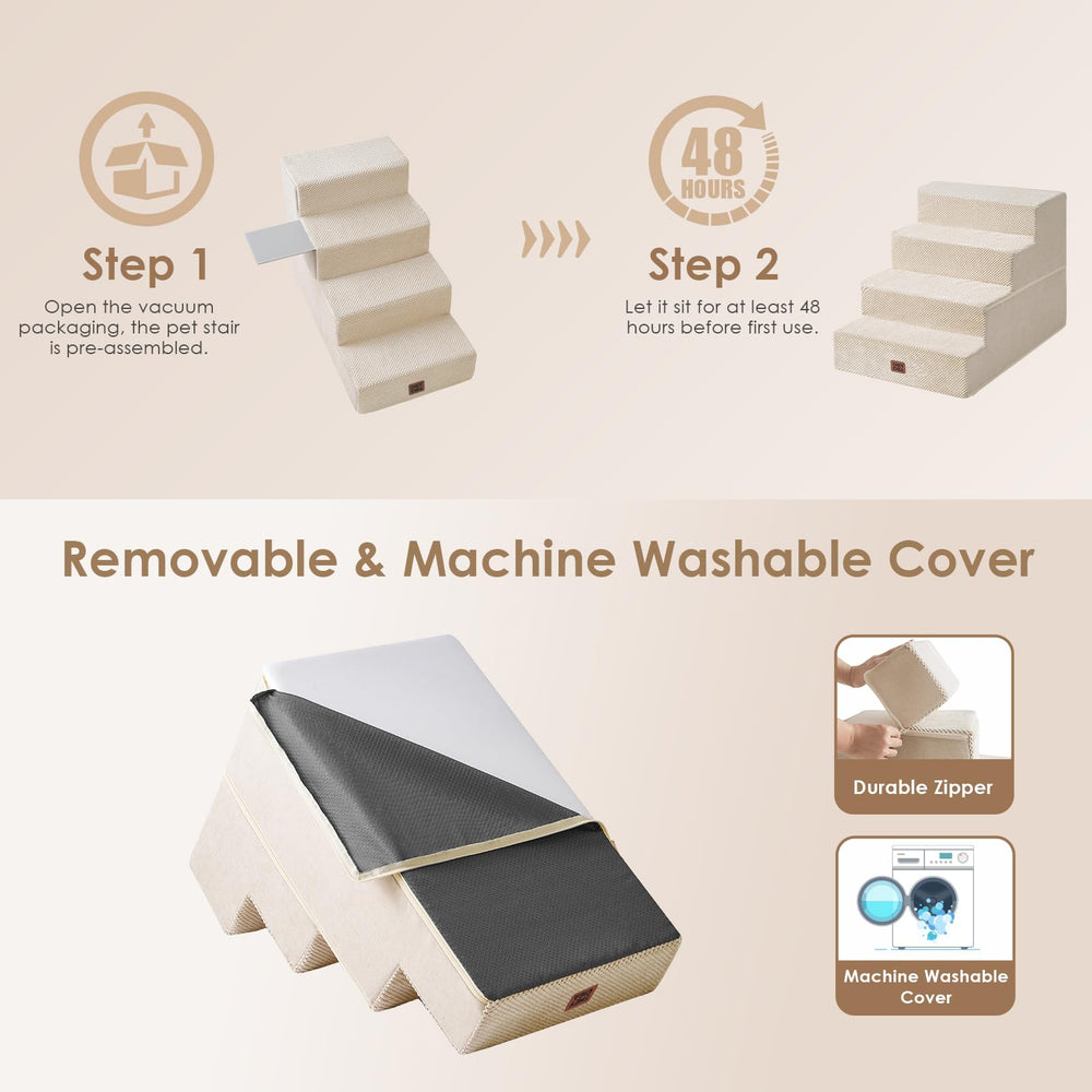 Washable cover helps maintenance of EHEYCIGA dog stairs.
