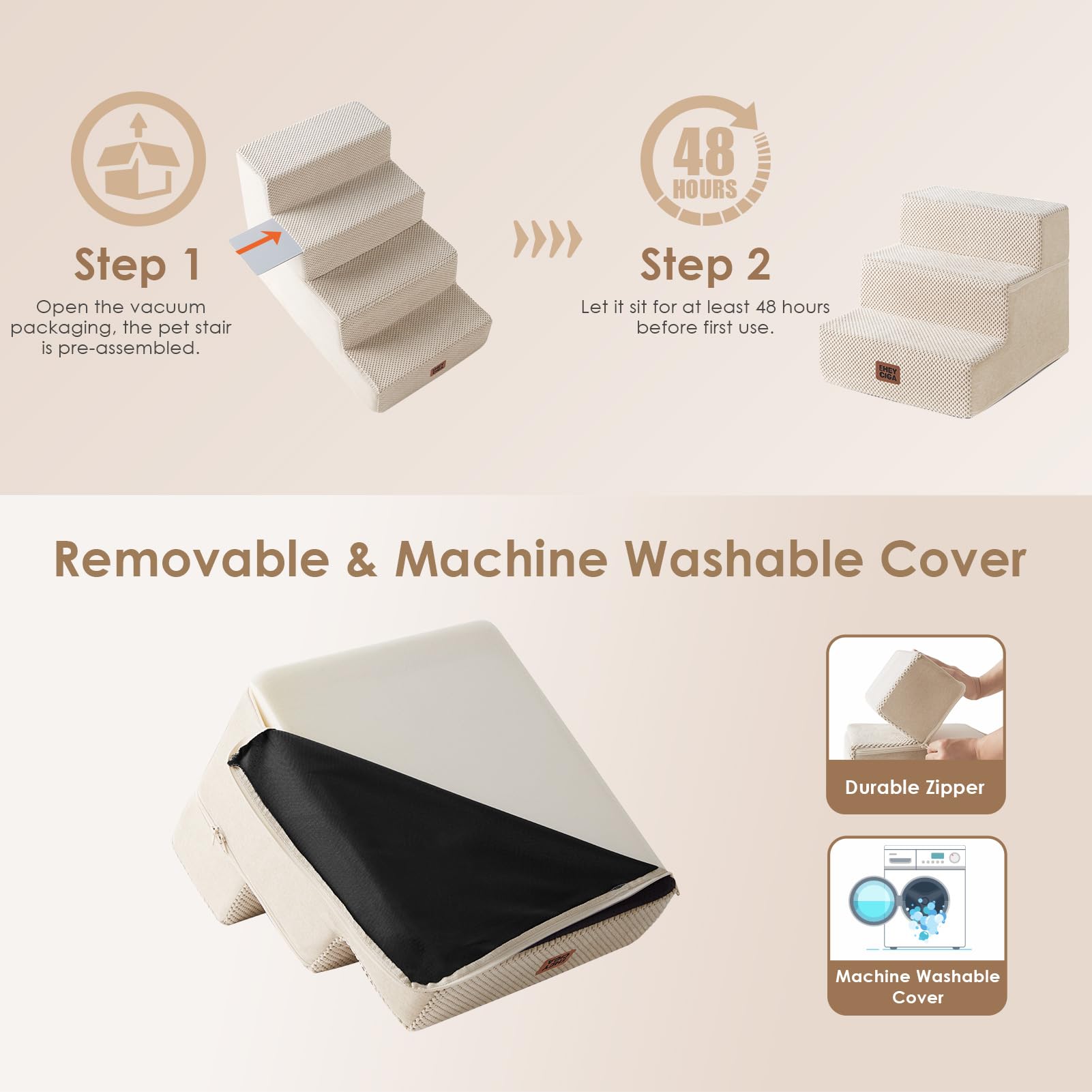 EHEYCIGA dog stairs washable cover keeps dirt away