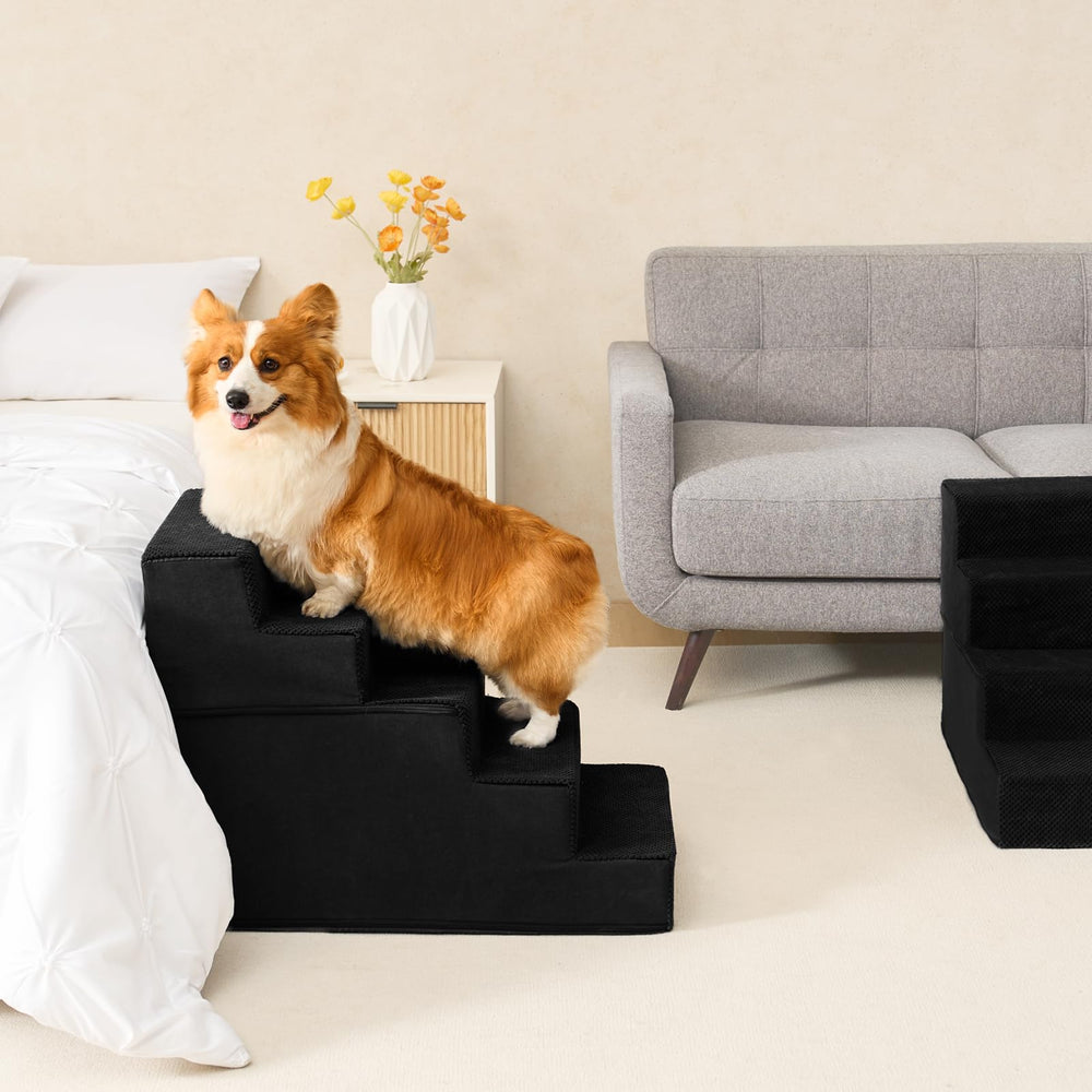 EHEYCIGA dog stairs with washable cover simplifies cleaning after playful days.