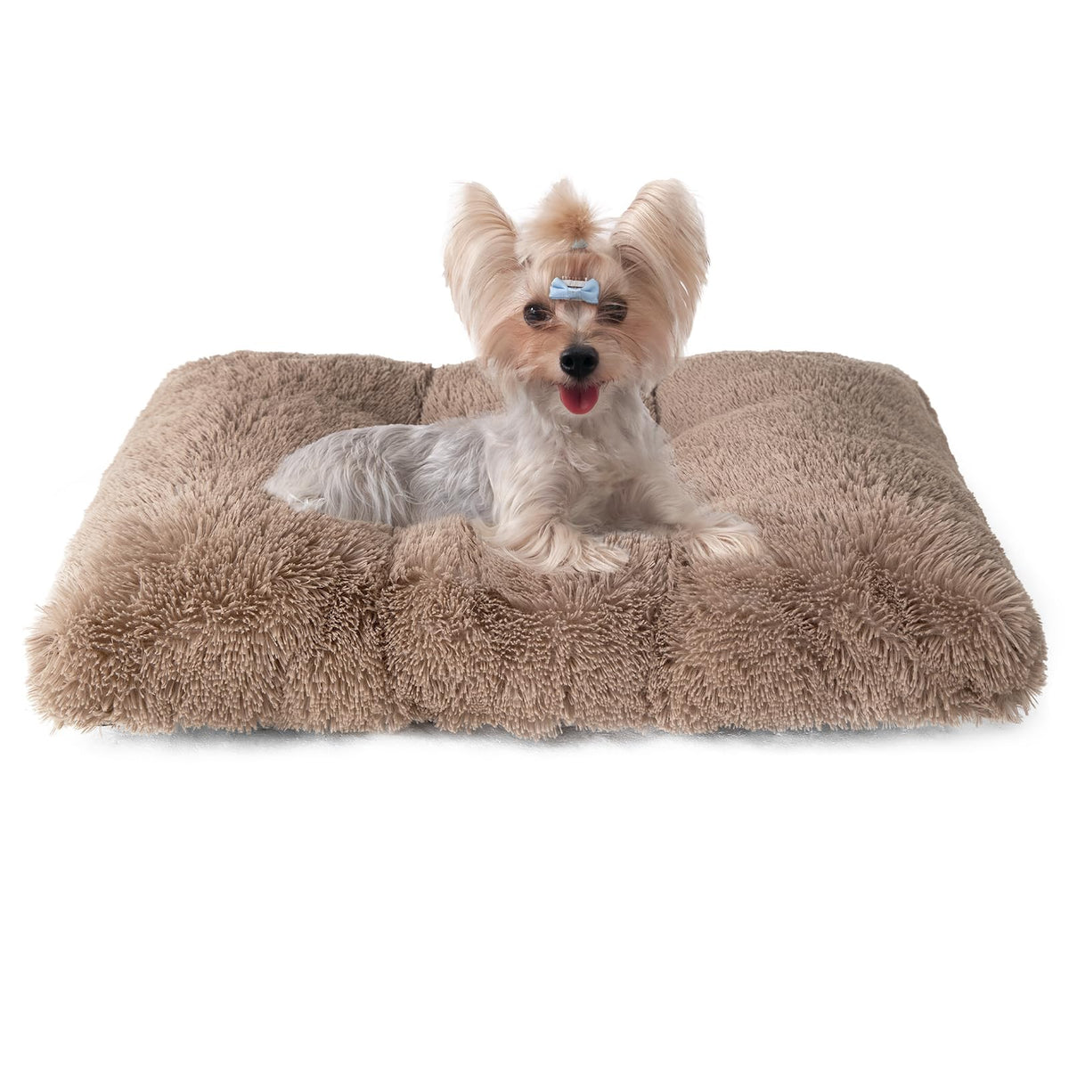 EHEYCIGA Fluffy Dog Crate Bed close-up fabric for ultra-soft comfort during nap time.