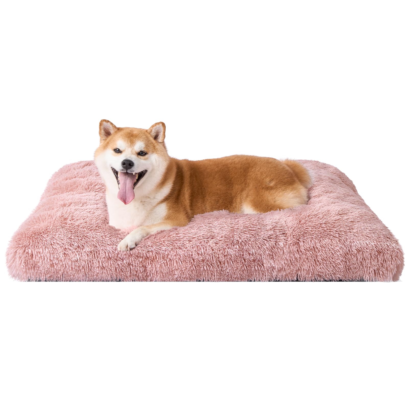 EHEYCIGA Fluffy Dog Crate Bed close-up of plush fur for cozy comfort.