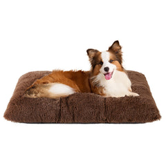 EHEYCIGA fluffy dog crate bed in coffee color for calming comfort