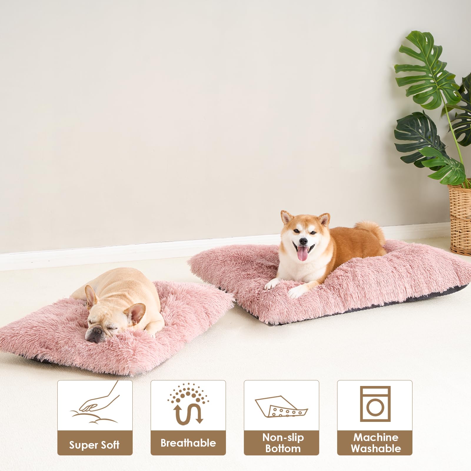 EHEYCIGA Fluffy Dog Crate Bed vacuum-compressed expands after opening.