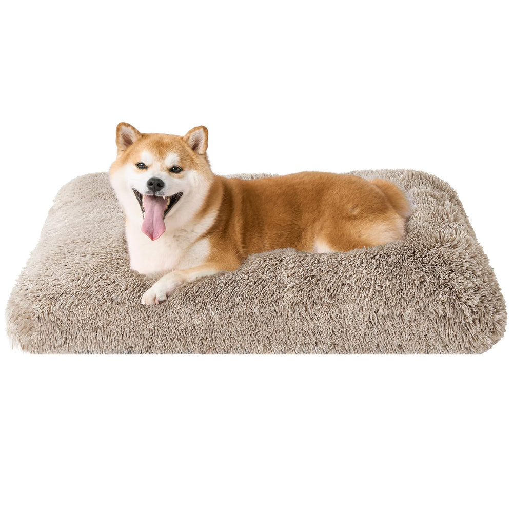 EHEYCIGA fluffy dog crate bed with soft plush fur for cozy comfort