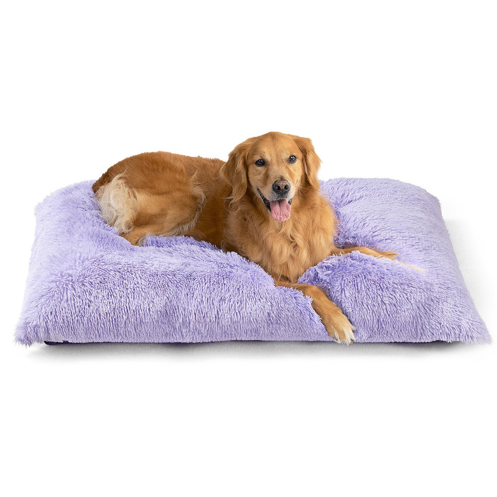 EHEYCIGA Fluffy Dog Crate Bed XL side view shows plush faux fur for cozy resting.