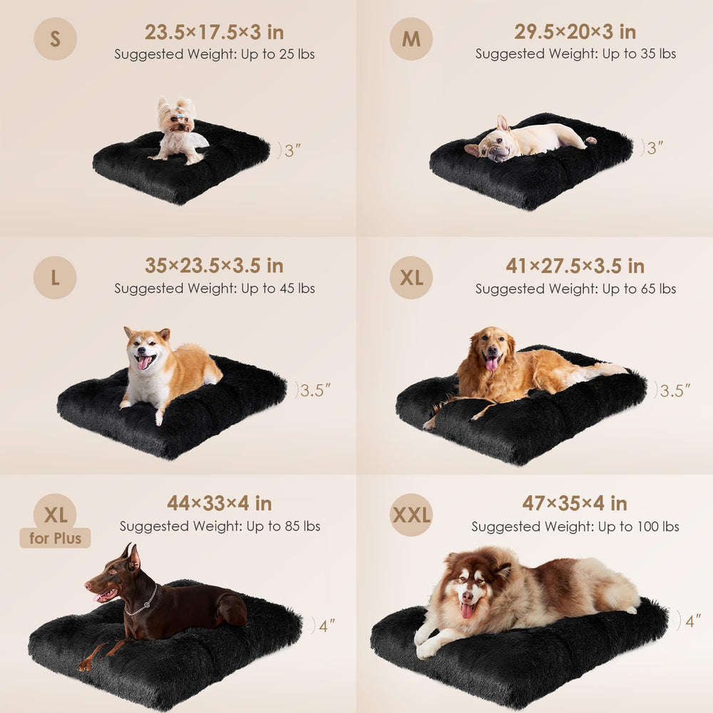 EHEYCIGA Fluffy Dog Crate Bed XL top view highlights plush surface