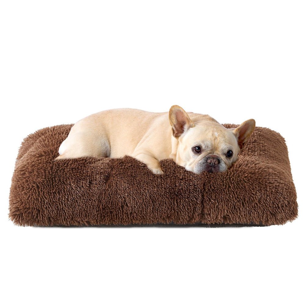 EHEYCIGA fluffy dog crate pad with plush surface for cozy rest.