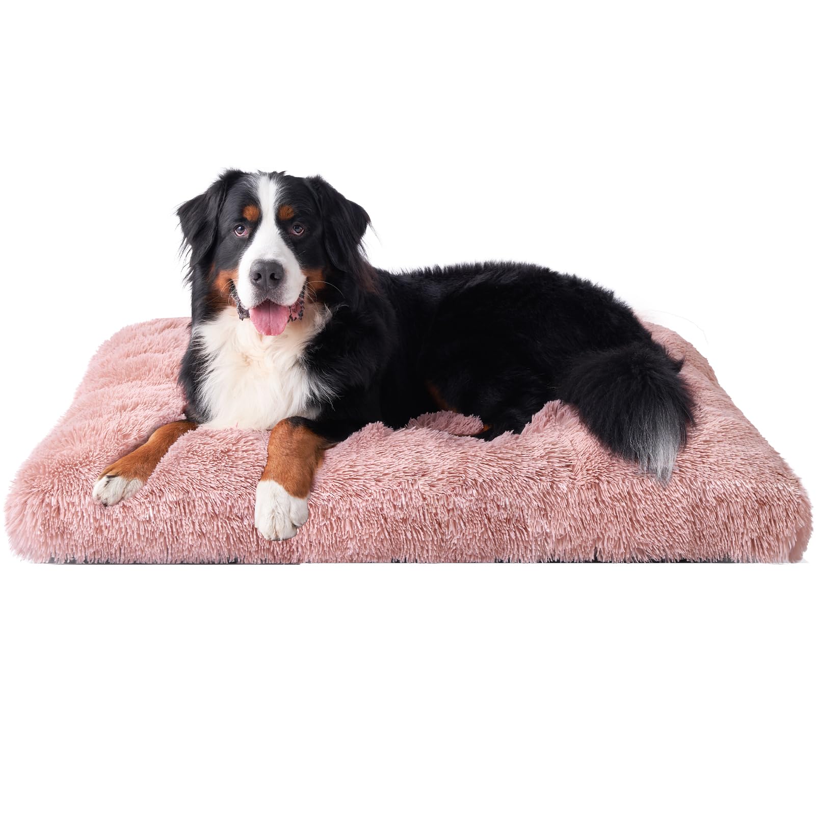 EHEYCIGA fluffy dog crate pad on crate for cozy calm rest.