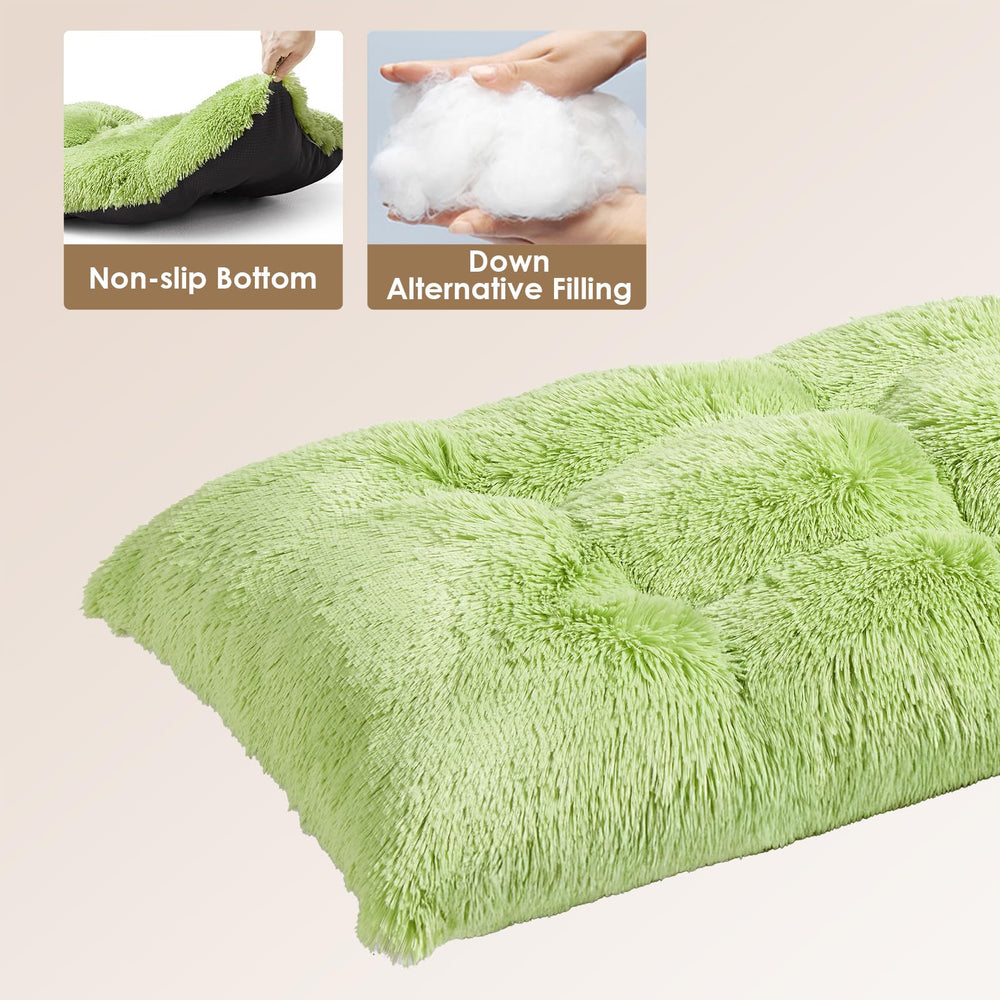 EHEYCIGA Fluffy XL dog crate bed in car trunk for travel comfort.