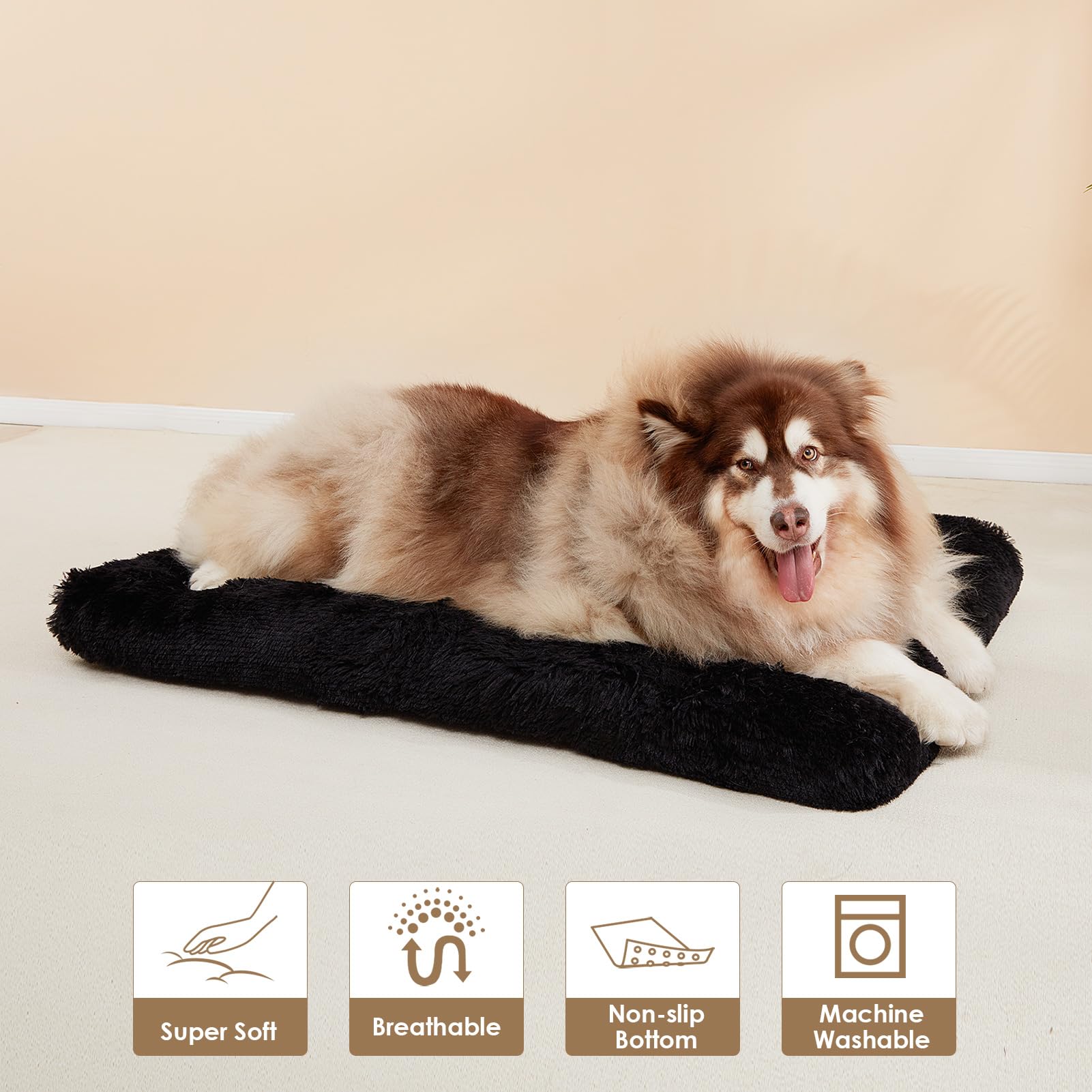 EHEYCIGA Fluffy XXL crate pad shown in large size for extra-large dogs.
