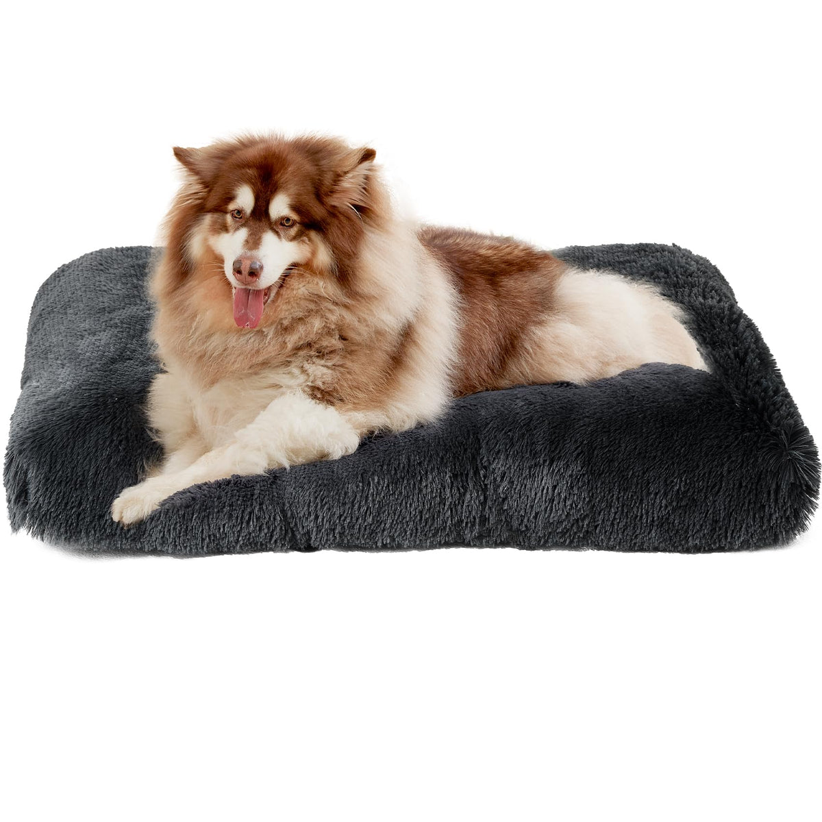 EHEYCIGA fluffy XXL dog crate pad top view for cozy lounging.