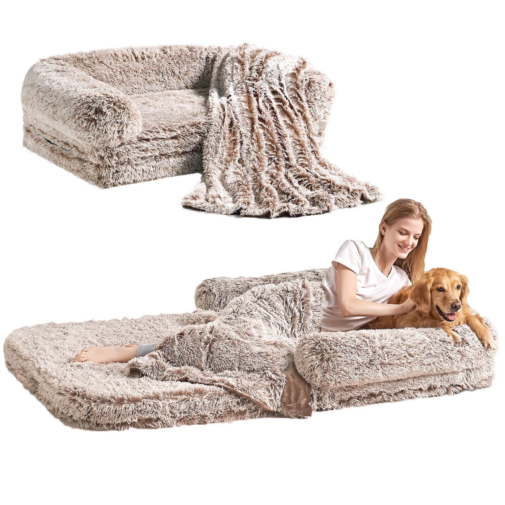 EHEYCIGA foldable human dog bed in 72x44x11 inches for comfortable resting.