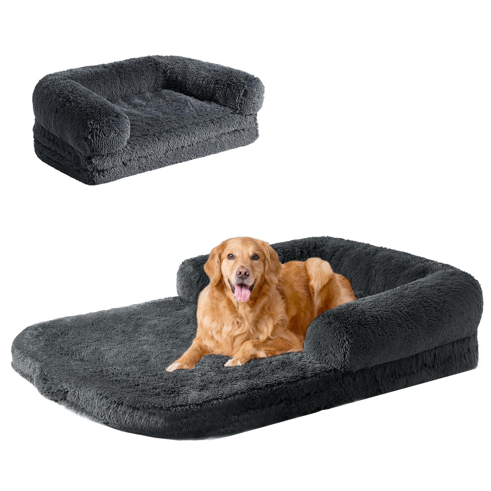 EHEYCIGA foldable XXL dog bed laid flat, spacious comfort for large dogs