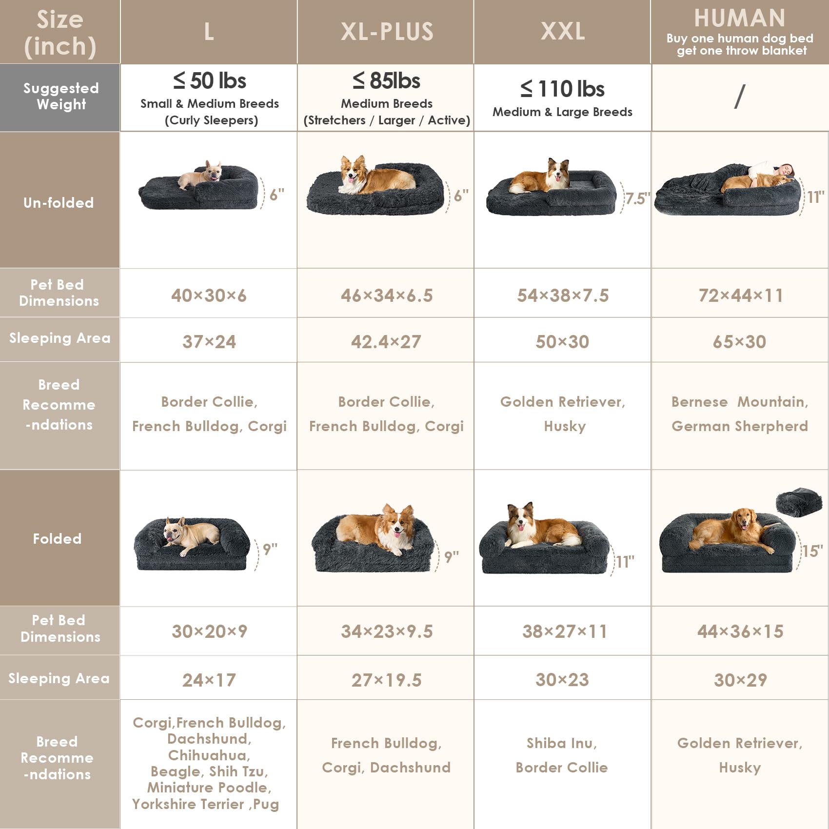 EHEYCIGA foldable XXL dog bed folded compactly for easy storage