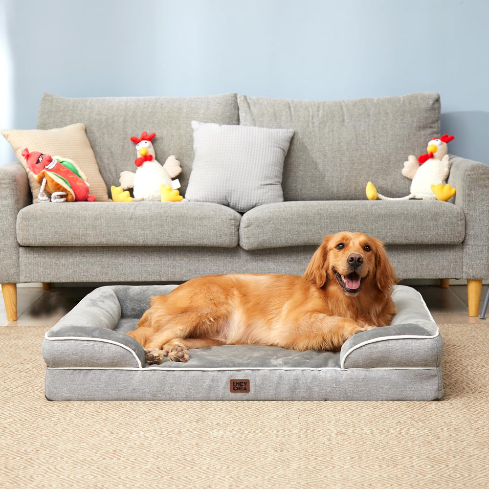 EHEYCIGA-grey-dog-bed-wide-comfort suits extra-large breeds with generous lounging space.