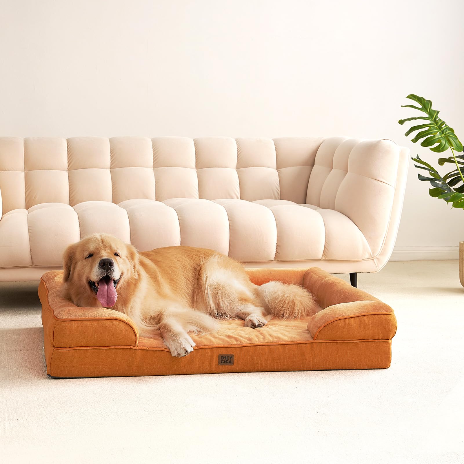 EHEYCIGA large dog bed ships pre-expanded after unpacking